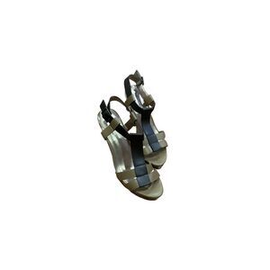 BCBG PARIS Women 8 High Heels Sandals Flat Brown Black Strappy